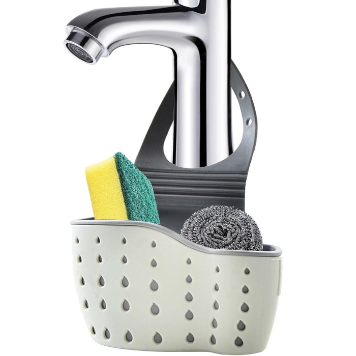 Suport Scurgere pentru Burete si Laveta de Vase Bucatarie, , Verde, Curea Reglabila, Plastic Flexibil, 15x 5x 21cm [3]