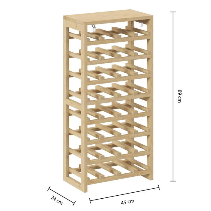 Suport sticle 5Five Linha bambus pentru 32 sticle, 45x24x89 cm, maro natural [4]