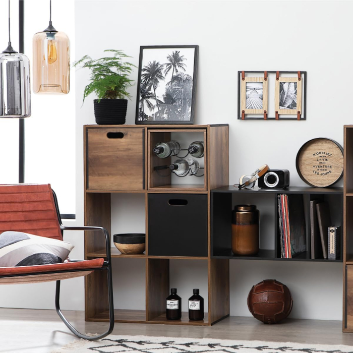 Suport sticle vin 5Five Mix n'Modul stil industrial, PAL, 31x31x31 cm, maro [3]