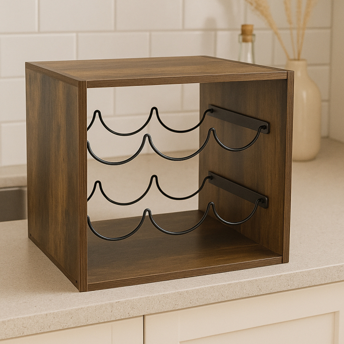 Suport sticle vin 5Five Mix n'Modul stil industrial, PAL, 31x31x31 cm, maro [4]