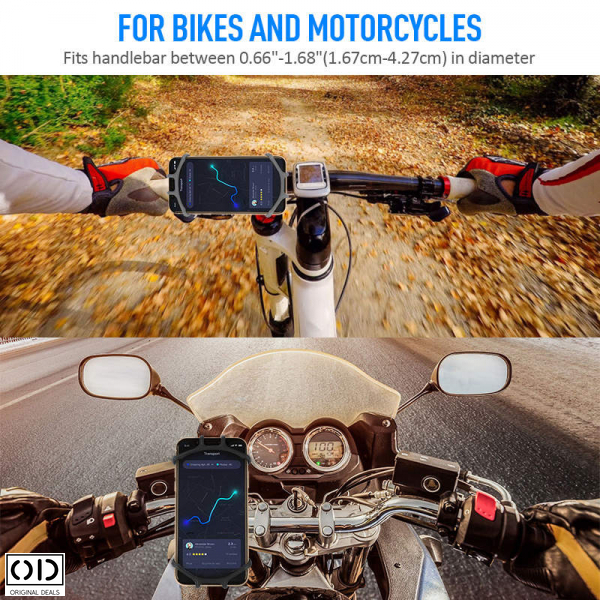 Suport Telefon pentru Bicicleta Motocicleta Motor Trotineta sau Carucior - Model Premium Universal din Silicon Negru [4]