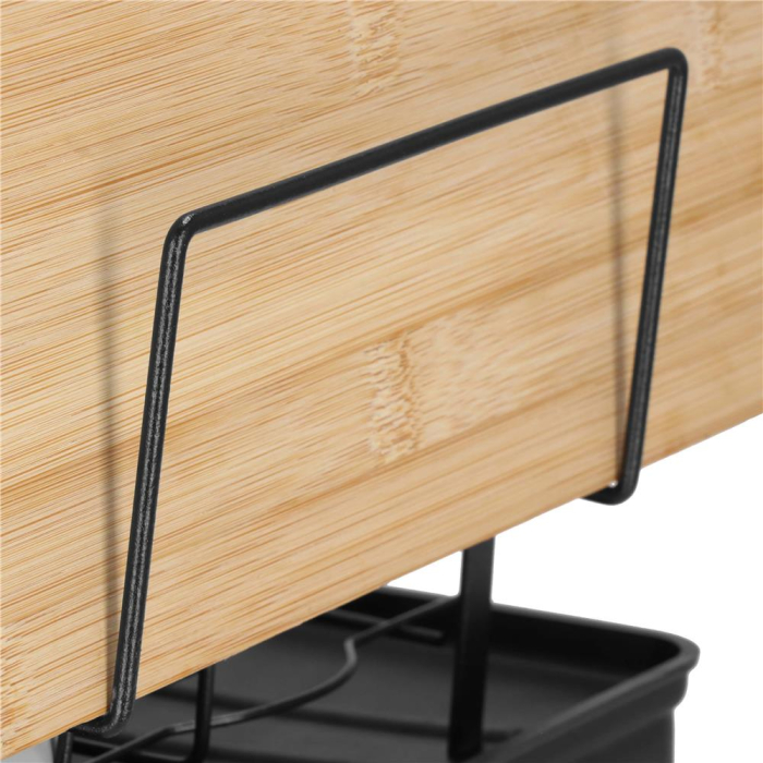 Suport vase 2 niveluri cu tava scurgere si suport tacamuri, 42x30x31,5 cm, negru [12]