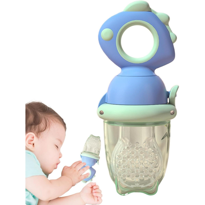 Suzeta pentru Fructe, , pentru Bebelusi, din Silicon Alimentar, +4 Luni, 2 mm Grosime Gauri Tetina, 12.4 x 5.1 x 4.7 cm, Albastru [4]