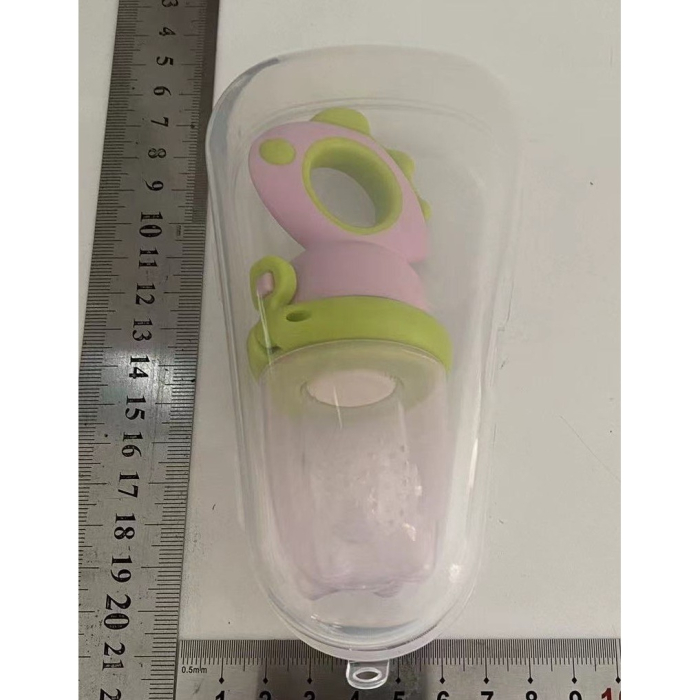 Suzeta pentru Fructe, , pentru Bebelusi, din Silicon Alimentar, +4 Luni, 2 mm Grosime Gauri Tetina, 12.4 x 5.1 x 4.7 cm, Roz/Verde [2]