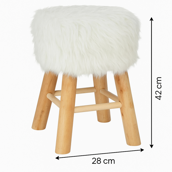 Taburet Atmosphera Oslo cu efect de blana, 42 cm, alb [4]