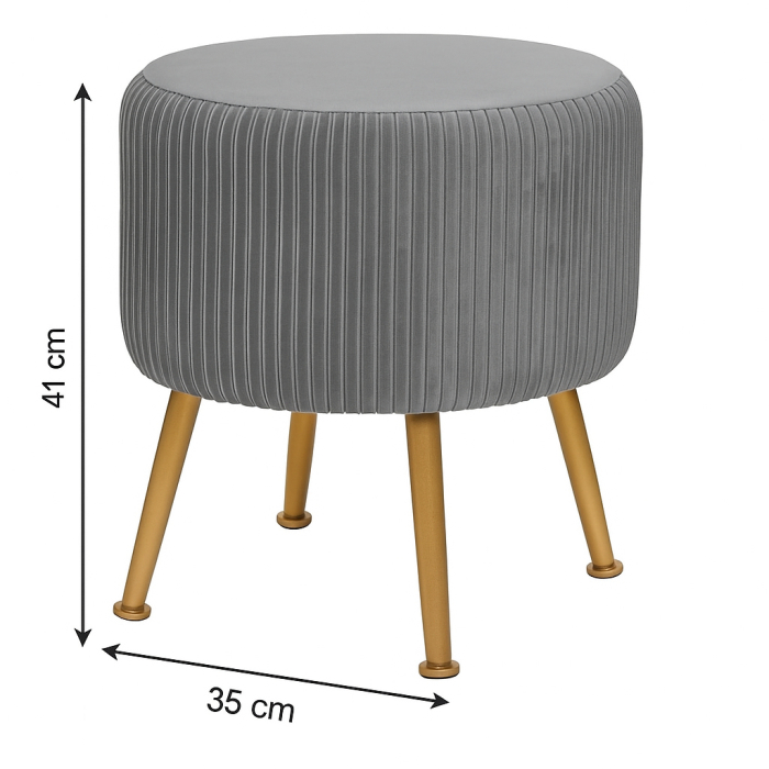 Taburet Atmosphera Solaro rotund cu baza aurie, 35x41 cm, gri [4]