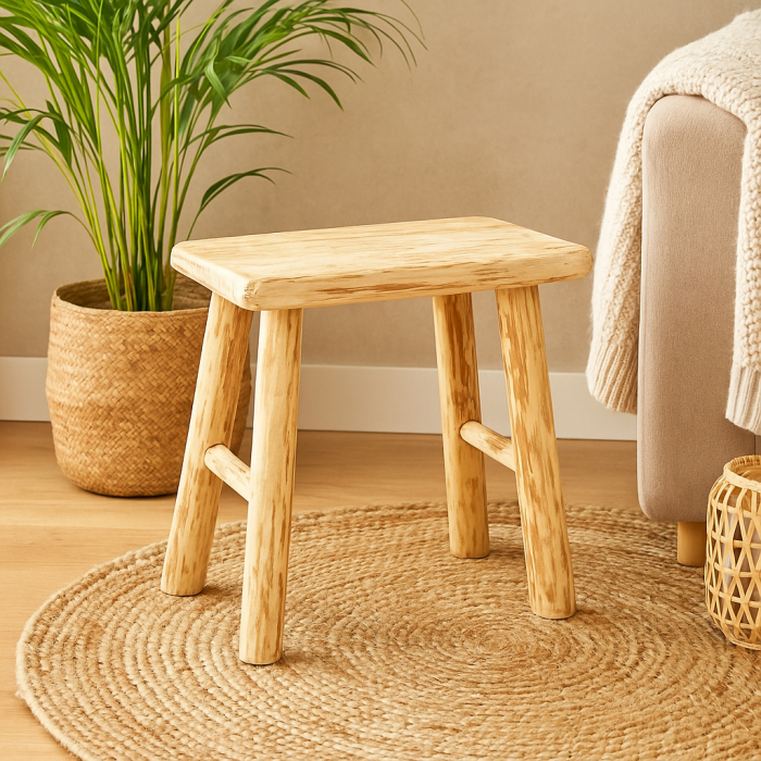 Taburet Atmosphera Woody din lemn natur, 31 cm, bej [6]