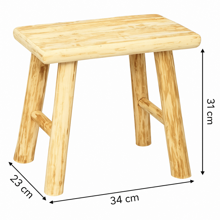 Taburet Atmosphera Woody din lemn natur, 31 cm, bej [5]