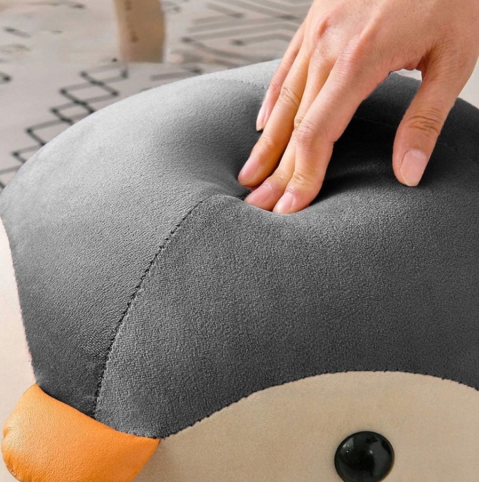Taburet pentru copii, 28x25cm, maxim 50kg, model pinguin gri [3]