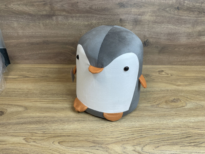 Taburet pentru copii, 28x25cm, maxim 50kg, model pinguin gri [4]