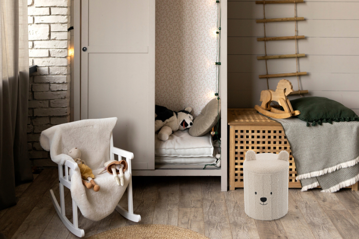 Taburet pentru copii, pliabil cu spatiu depozitare, 80kg, 28×34 cm, bej [6]