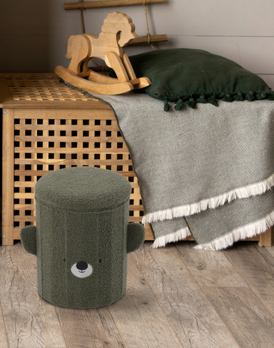 Taburet pentru copii, pliabil cu spatiu depozitare, 80kg, 28×34 cm, verde [2]