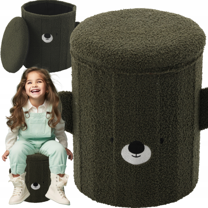 Taburet pentru copii, pliabil cu spatiu depozitare, 80kg, 28×34 cm, verde [7]