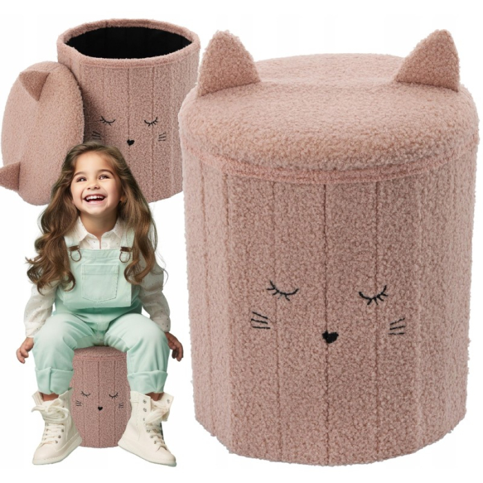 Taburet pentru copii, pliabil cu spatiu depozitare, 80kg, 28x34 cm, roz [5]