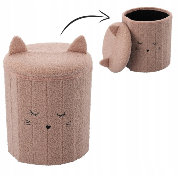 Taburet pentru copii, pliabil cu spatiu depozitare, 80kg, 28x34 cm, roz [3]