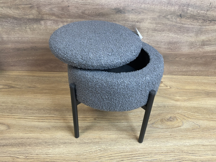 Taburet pentru copii, rotund, spatiu depozitare, 31x28cm, maxim 50kg, gri [5]