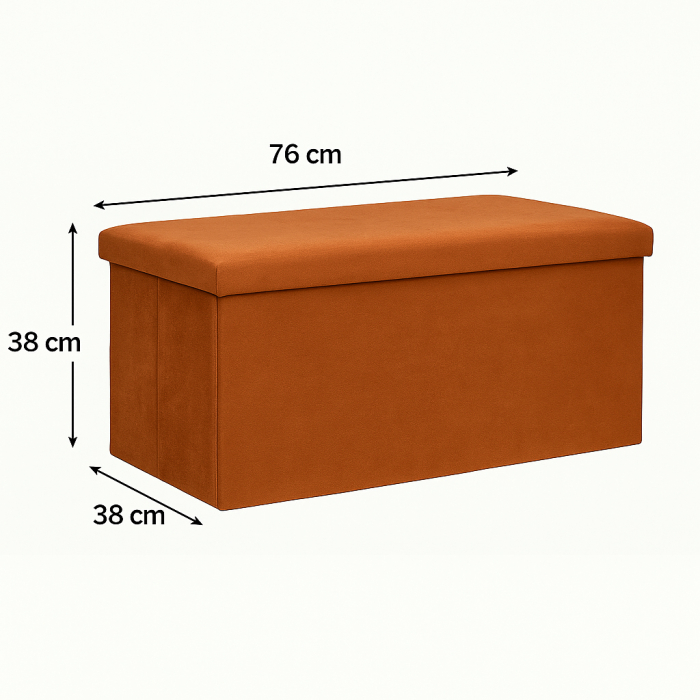 Taburet pliabil Atmosphera Lilou cu spatiu depozitare 80L, 76x38x38 cm, ambre [5]
