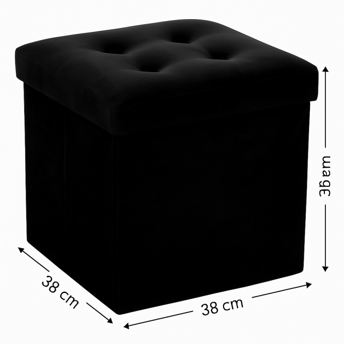 Taburet pliabil Atmosphera Lysandre cu spatiu de depozitare, 38x38x38 cm, negru [5]