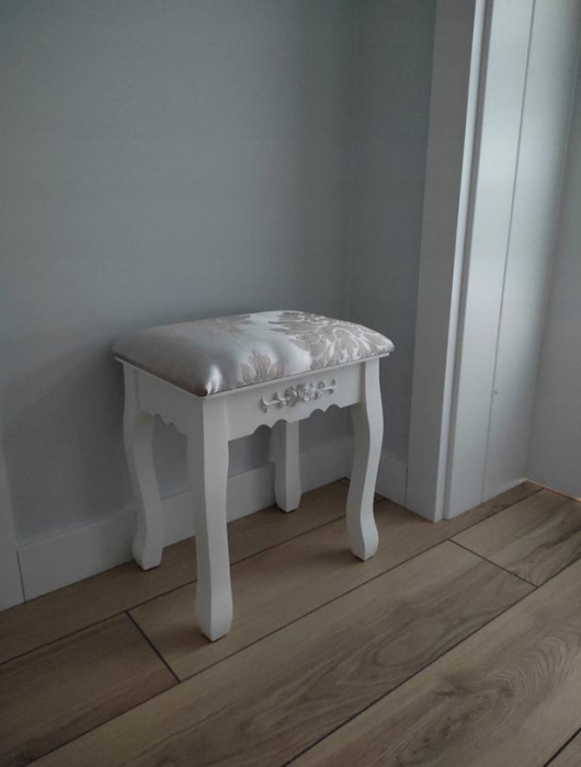 Taburet tapitat pentru masa de toaleta, picioare din lemn masiv, 38x28x45 cm [3]