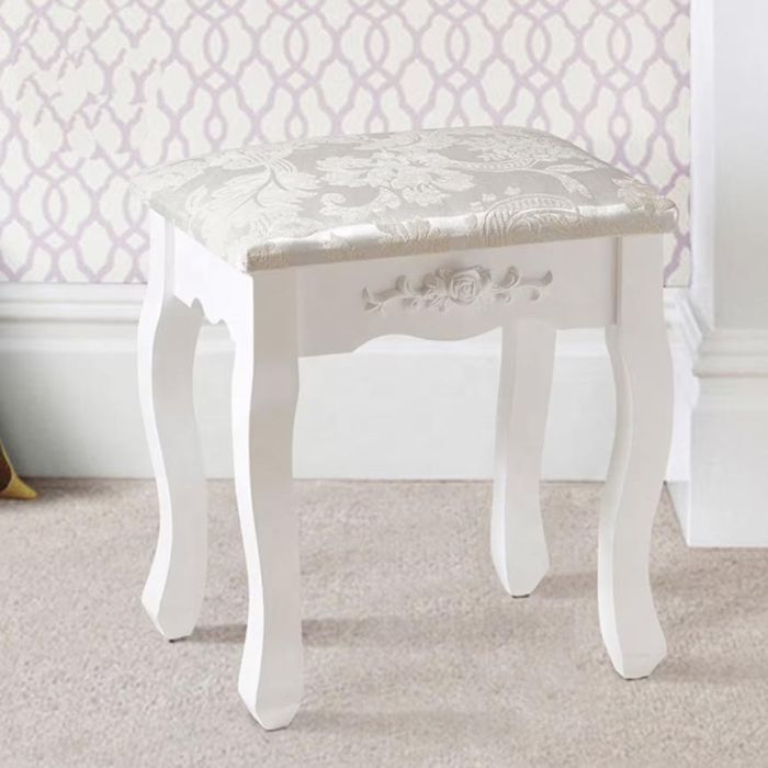 Taburet tapitat pentru masa de toaleta, picioare din lemn masiv, 38x28x45 cm [1]