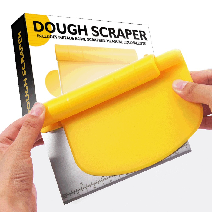 Taietor aluat 15 x 10.5 cm , 2 in 1, lama otel inoxidabil, maner din ABS, gradat, paleta plastic, galben [6]
