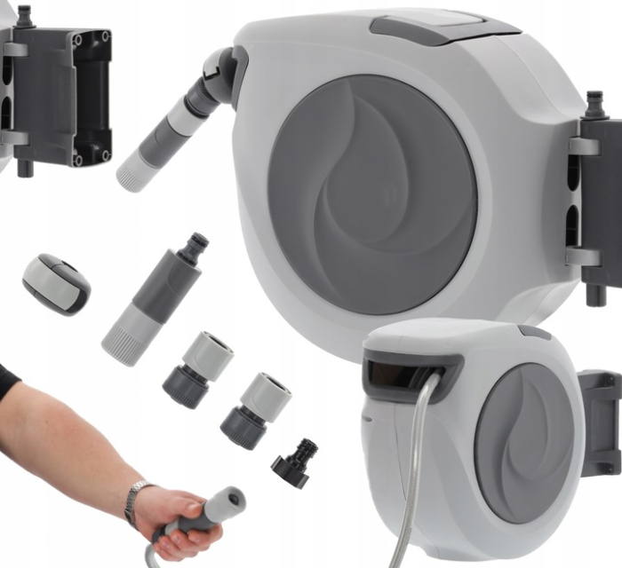 Tambur automat pentru furtun de gradina, 20m, montare pe perete, pivotant, retractabil [7]