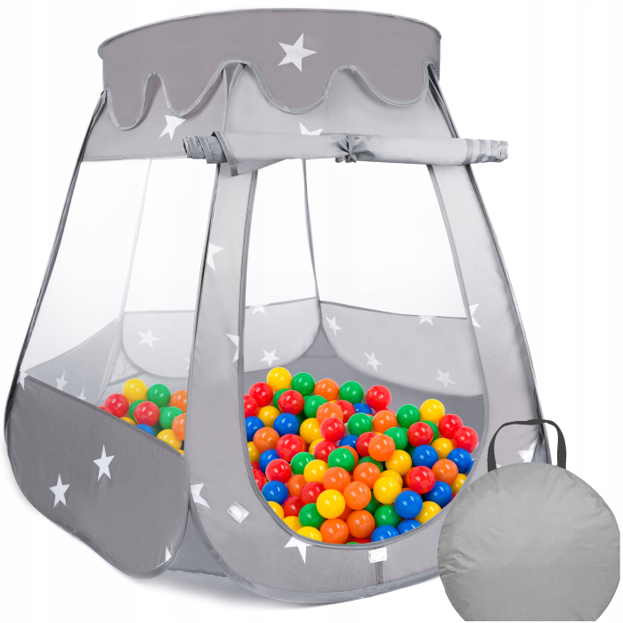 Tarc loc de joaca pentru copii sau bebe, material textil, gri, 120x120x86cm [2]