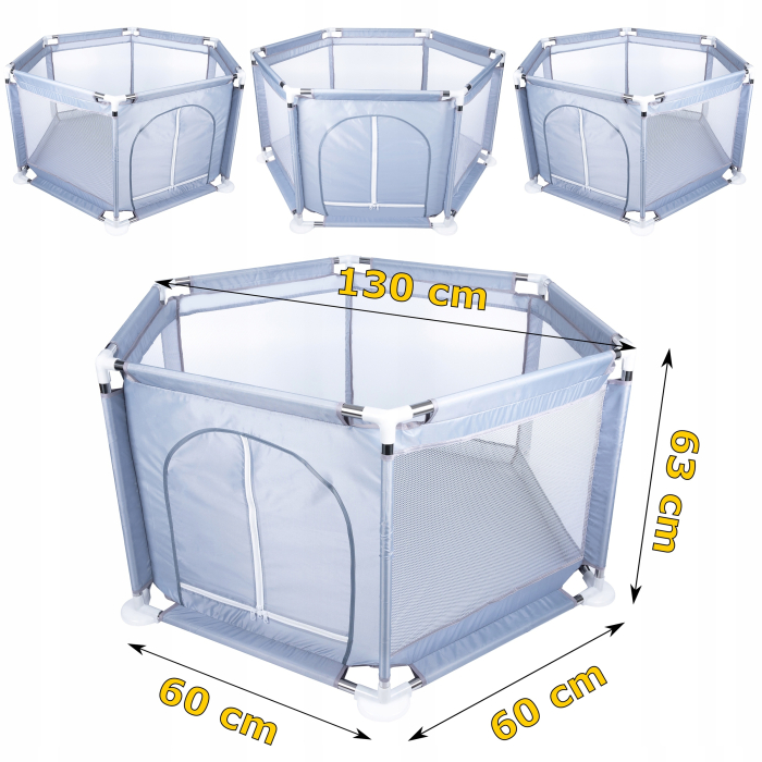 Tarc loc de joaca pentru copii sau bebe, material textil, rosu, 130x60cm [7]