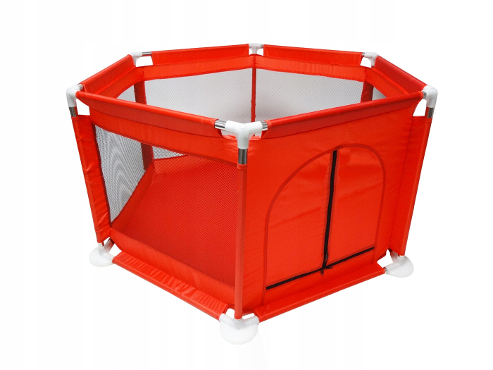 Tarc loc de joaca pentru copii sau bebe, material textil, rosu, 130x60cm [4]