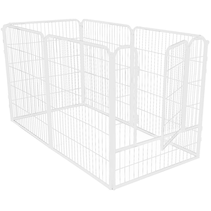 Tarc pentru animale de companie, din fier, forma configurabila, cu usa de acces, 4XL, 184x100x93cm, alb [12]