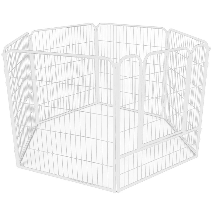 Tarc pentru animale de companie, din fier, forma configurabila, cu usa de acces, 4XL, 184x100x93cm, alb [13]