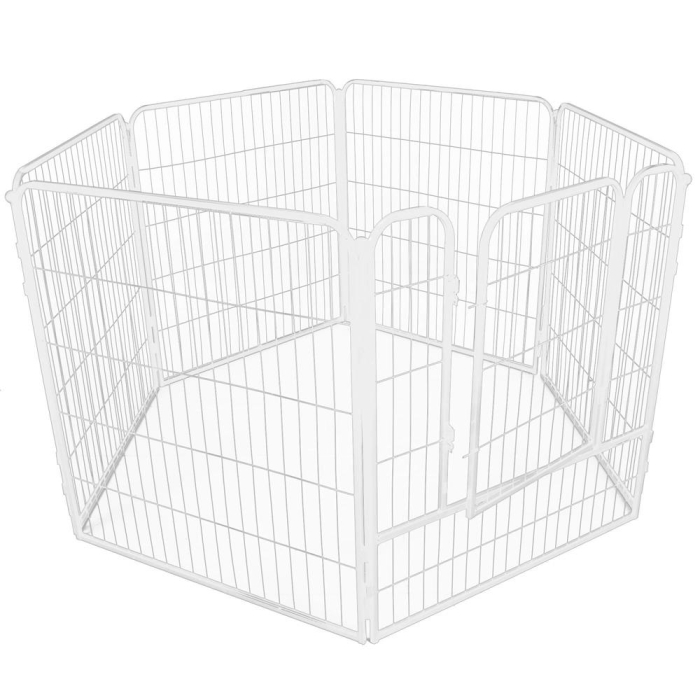 Tarc pentru animale de companie, din fier, forma configurabila, cu usa de acces, 4XL, 184x100x93cm, alb [11]