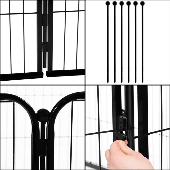 Tarc pentru animale de companie, din fier, forma configurabila, cu usa de acces, 4XL, 184x100x93cm, negru [19]