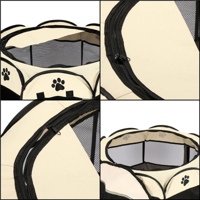 Tarc pliabil pentru animale de companie, diametru 91cm, gri crem [10]