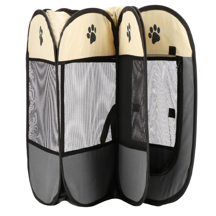 Tarc pliabil pentru animale de companie, diametru 91cm, gri crem [22]