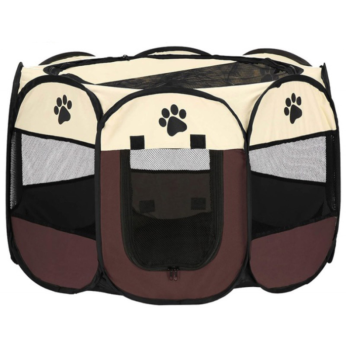 Tarc pliabil pentru animale de companie, diametru 81cm, bej maro [7]