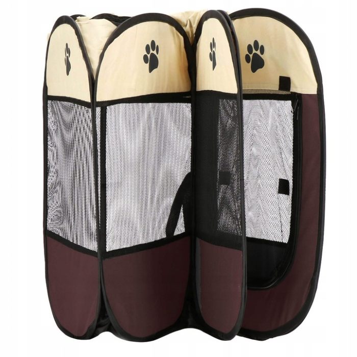 Tarc pliabil pentru animale de companie, diametru 81cm, bej maro [3]