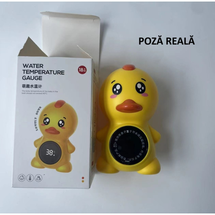 Termometru Electronic LED pentru Baie, Plutitor, Rezistent la apă, IPX7, Multifunctional, 3 Trepte de Temperatura, Model Ratusca, 12x7cm, Galben [9]