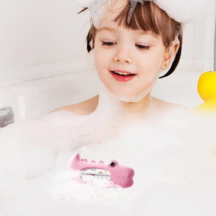 Termometru pentru Baie, , Plutitor, Rezistent la apa, Multifunctional, Model Crocodil, 2.7x6.5x3.7 cm, Roz [4]