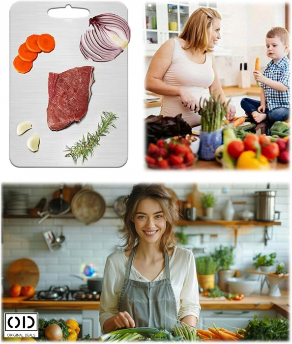 Tocator din Inox Tocator pentru Carne Legume Fructe Tocator Profesional Tocator de Bucatarie Profesional Tocator Antimicrobian Tocator Premium din Inox Tocator Metalic  Tocator din Otel [5]