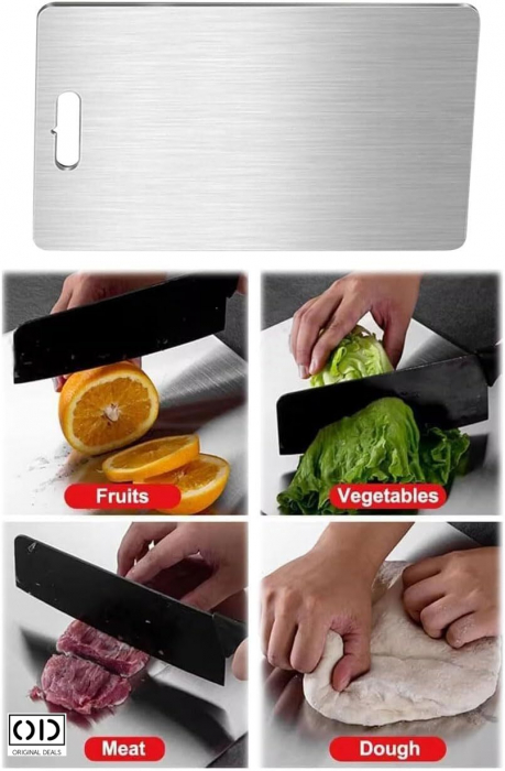 Tocator din Inox Tocator pentru Carne Legume Fructe Tocator Profesional Tocator de Bucatarie Profesional Tocator Antimicrobian Tocator Premium din Inox Tocator Metalic  Tocator din Otel [15]