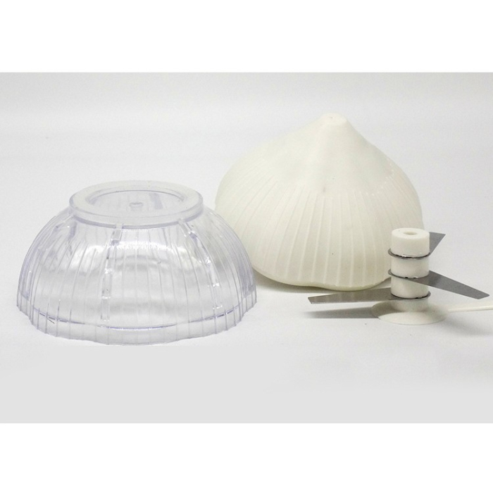 Tocator manual pentru usturoi, in forma de usturoi, cutite rezistente, utilizare prin apasare, material ABS si inox, 9.5x9.5x9.3 cm, alb [5]