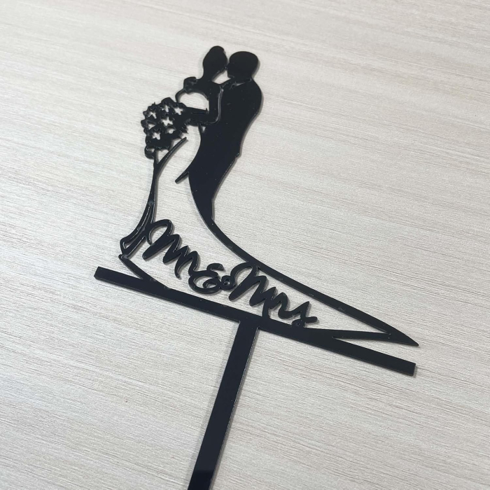 Topper Tort, , Model 1 Mr&Mrs, 17.5 x 11 cm, Negru [3]