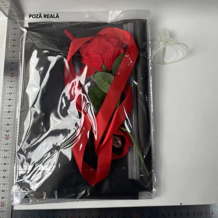 Trandafir in Balon LED cu Lumini, , Tip Buchet, Diametru 35 cm, Rosu [5]