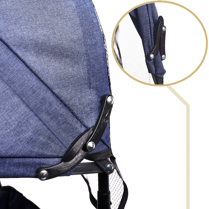 Tricicleta 3in1 105x52x94 cm, cu sezut rotativ 360°, roti fara aer, copertina reglabila, bleumarin [15]