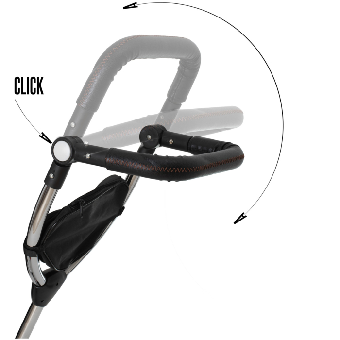 Tricicleta 3in1 105x52x94 cm, sezut rotativ 360°, roti fara aer, copertina reglabila, negru [27]