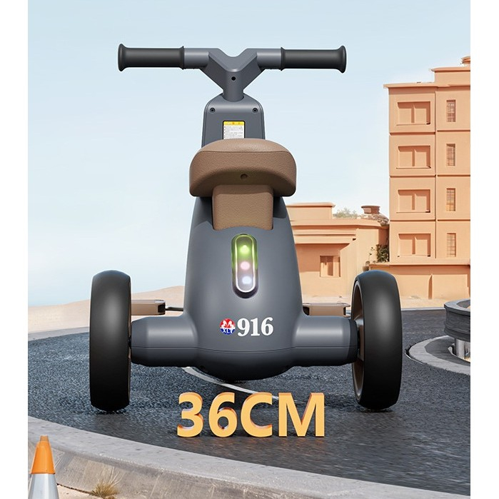 Tricicleta pentru Copii, , Exercitiu de Echilibru, pentru 1-6 Ani, Functie de Lumini si Sunete, cu Pedale, din Plastic, Roti Gonflabile, Greutate Portanta 60 kg, 57 x 36 x 47 cm, Gri [6]