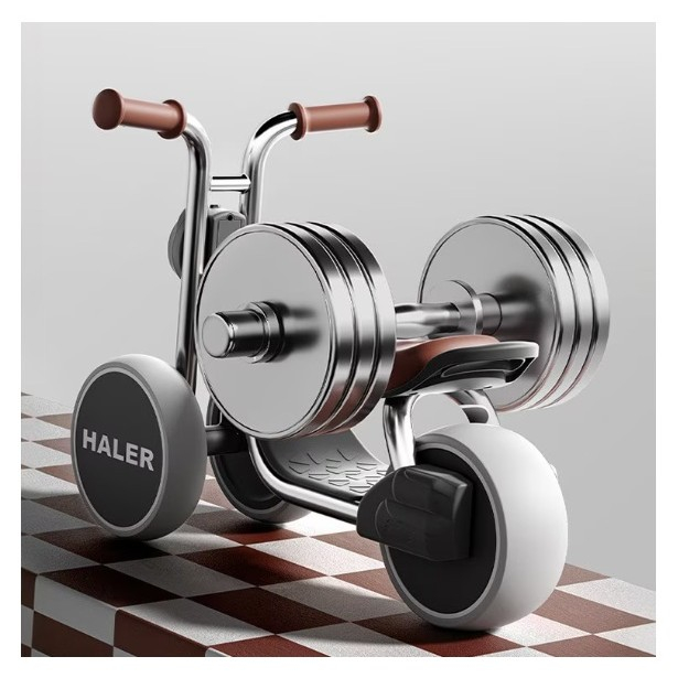 Tricicleta pentru Copii, , Exercitiu de Echilibru, pentru 1-6 Ani, Lumina LED, Fara Pedale, din Plastic, Roti 7.8 cm, Greutate Portanta 50 kg, 43 x 58 x 35 cm, Gri [4]