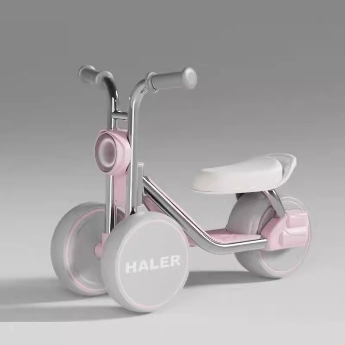 Tricicleta pentru Copii, , Exercitiu de Echilibru, pentru 1-6 Ani, Lumina LED, Fara Pedale, din Plastic, Roti 7.8 cm, Greutate Portanta 50 kg, 43 x 58 x 35 cm, Roz [2]