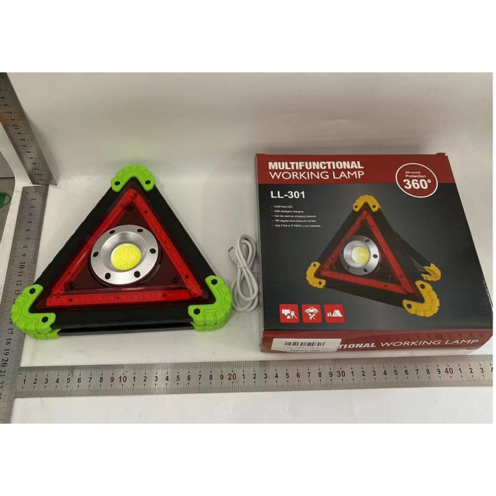 Triunghi Multifunctional de Avertizare, , Lanterna LED, Impermeabil IP65, 800 lm, 2 x AA, Functie Incarcare Telefon, USB si Micro USB, COB 33, Verde [2]